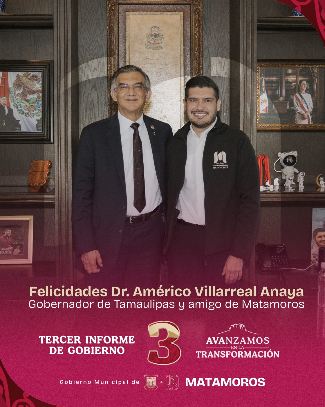 Felicita y reconoce el alcalde Beto Granados el trabajo del gobernador Américo Villarreal Anaya