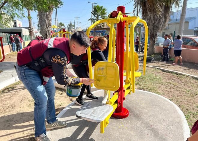Rehabilitan área verde del Fraccionamiento Hacienda del Puente
