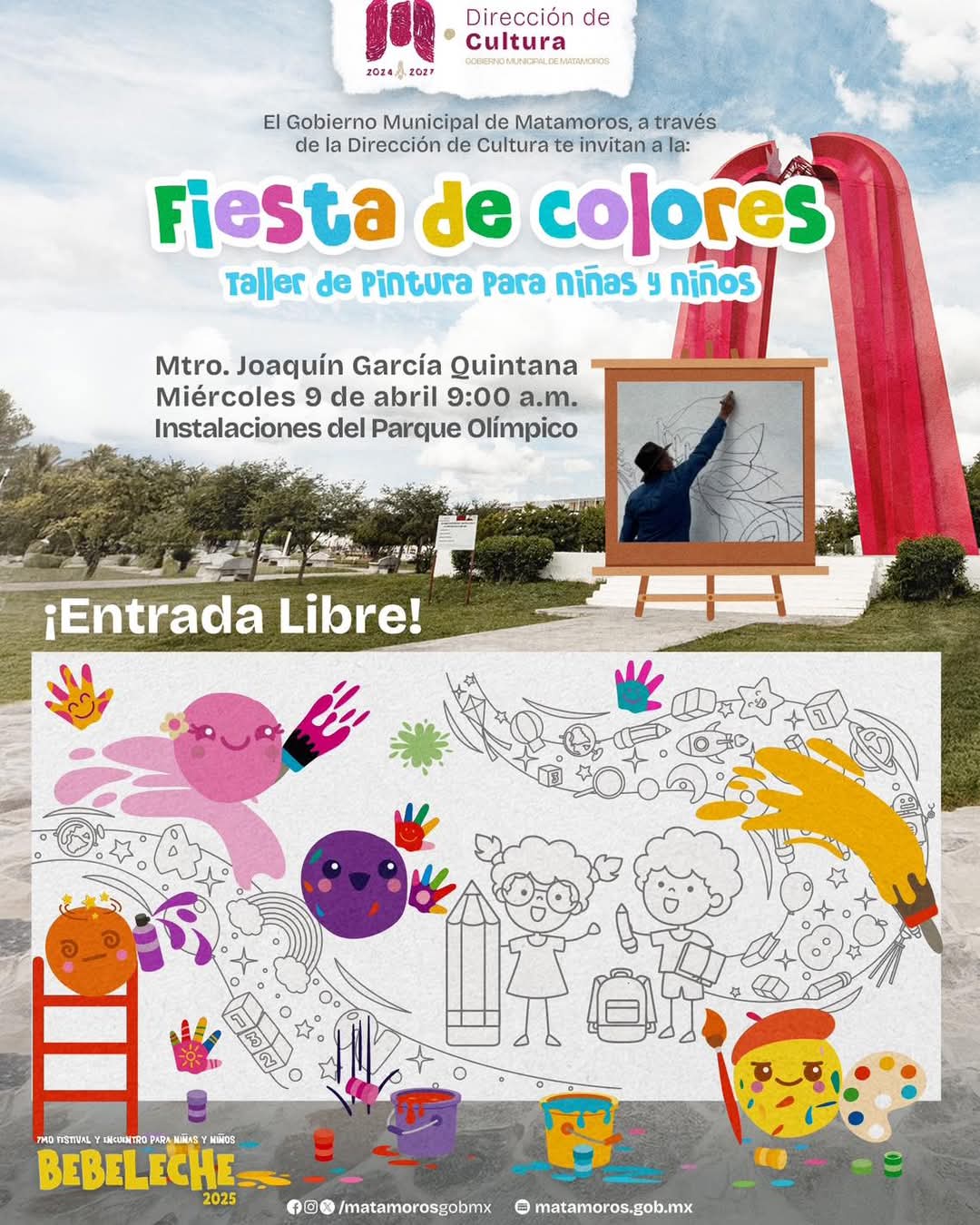 Invita Gobierno Municipal a niños y niñas a participar en la Fiesta de colores
