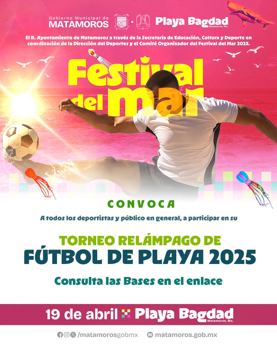 Gobierno de Matamoros Invita al Torneo Relámpago de Fútbol de Playa 2025