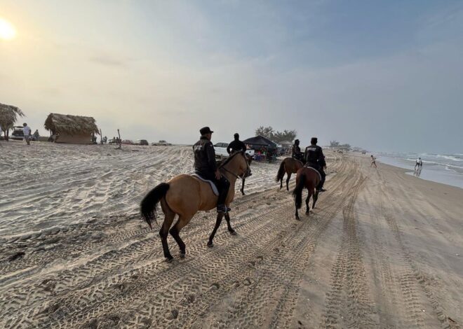 Agrupamiento Montado de la Guardia Estatal brinda seguridad en La Pesca