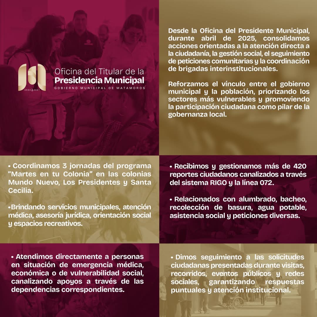 Gobierno de Matamoros fortalece la atención ciudadana y la cercanía con la comunidad