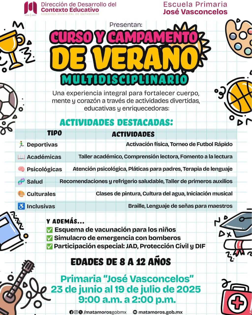 Invitan al Campamento Multidisciplinario en la Escuela Primaria «José Vasconcelos»