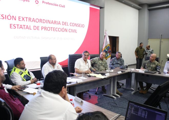 Ordena gobernador Américo Villarreal reforzar acciones preventivas ante tormenta Barry; se esperan fuertes lluvias