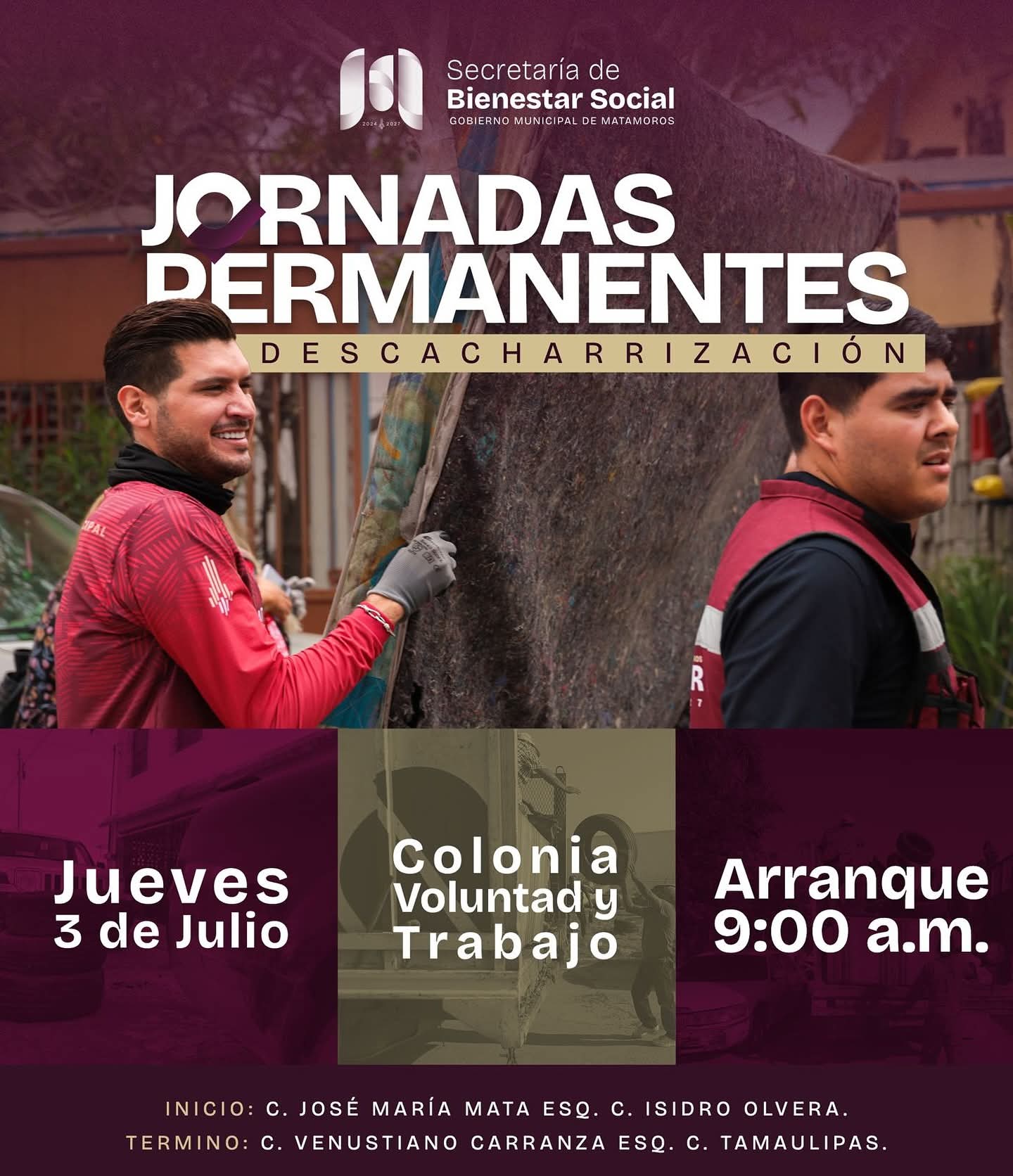 Continúan las jornadas permanentes de descacharrización; hoy estaremos en la colonia Voluntad y Trabajo