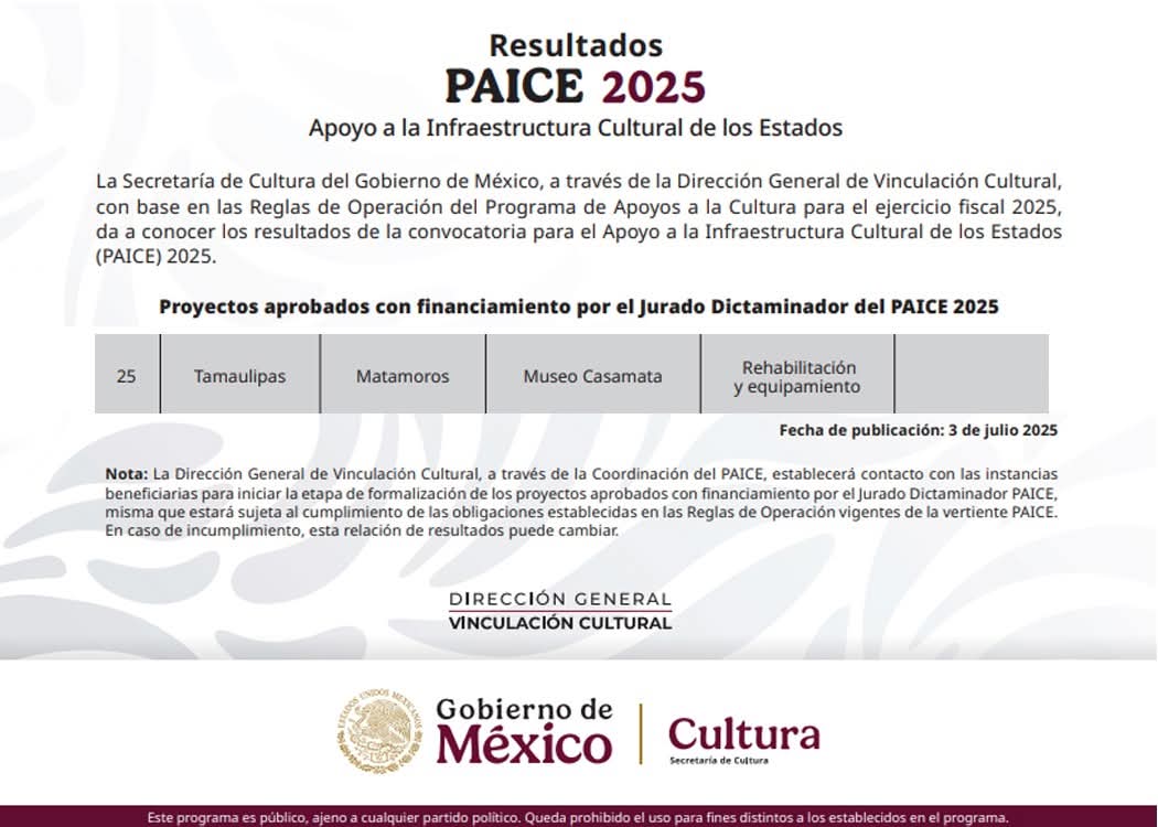 El Museo Casamata de Matamoros recibe apoyo del PAICE 2025 para fortalecer su infraestructura