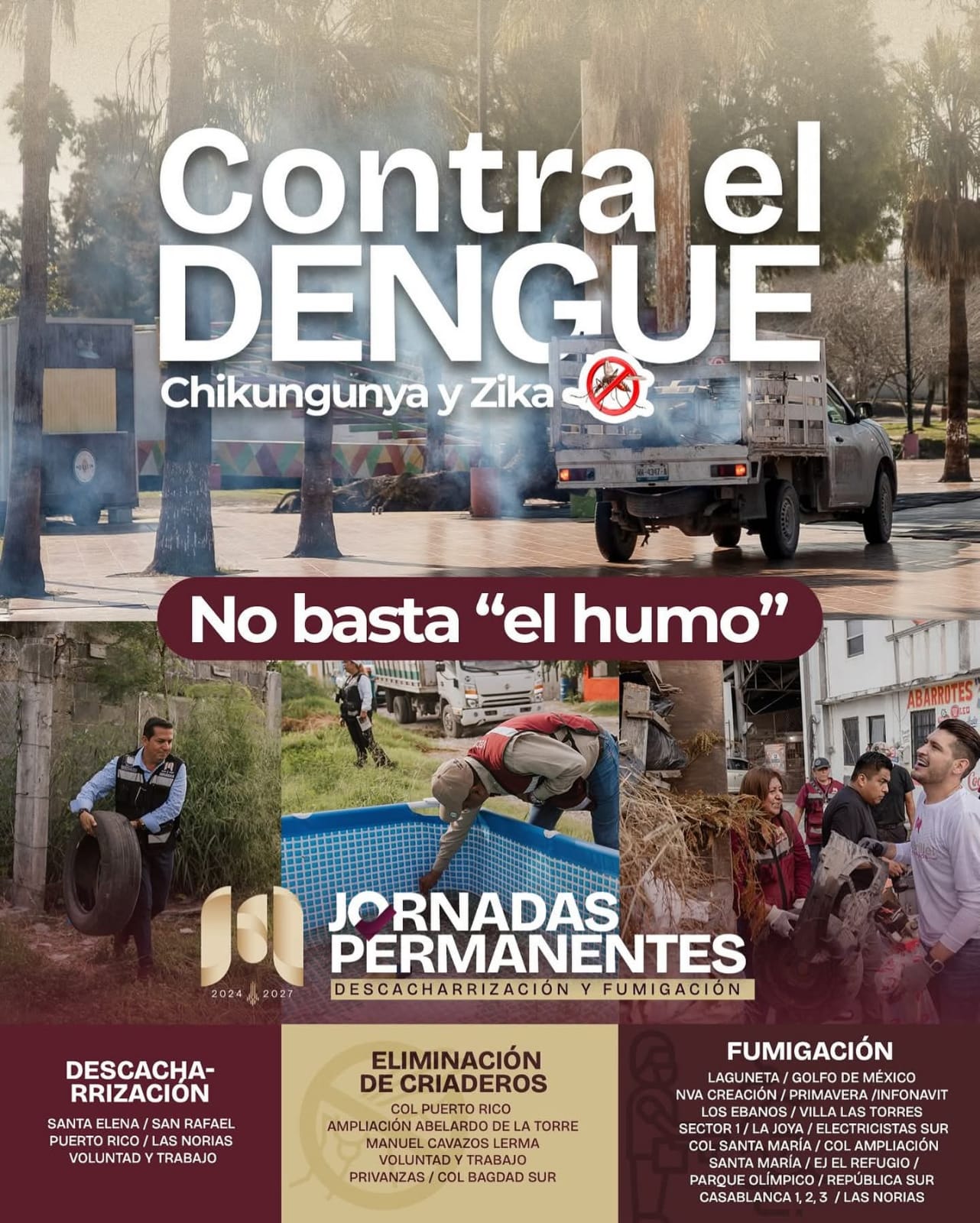 Matamoros avanza con acciones firmes contra el mosquito: Gobierno intensifica fumigaciones y limpieza en colonias