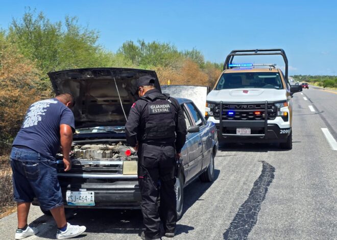 Guardia Estatal auxilia a automovilista varado en la carretera Victoria–Matamoros
