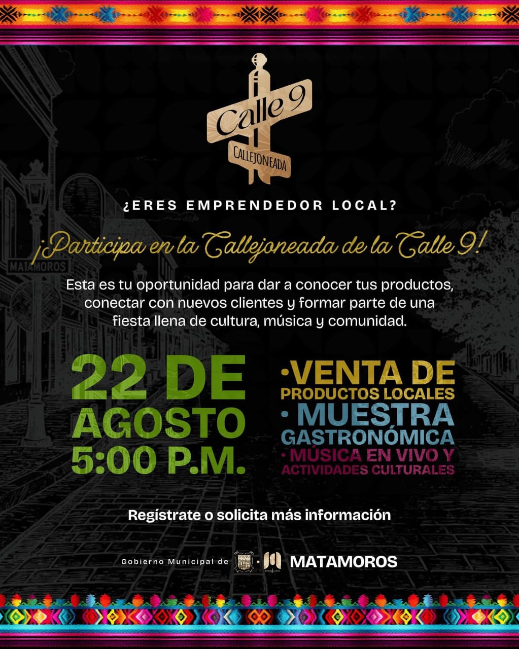 Gobierno de Beto Granados invita a la reinauguración de «La Callejoneada de la Calle 9»