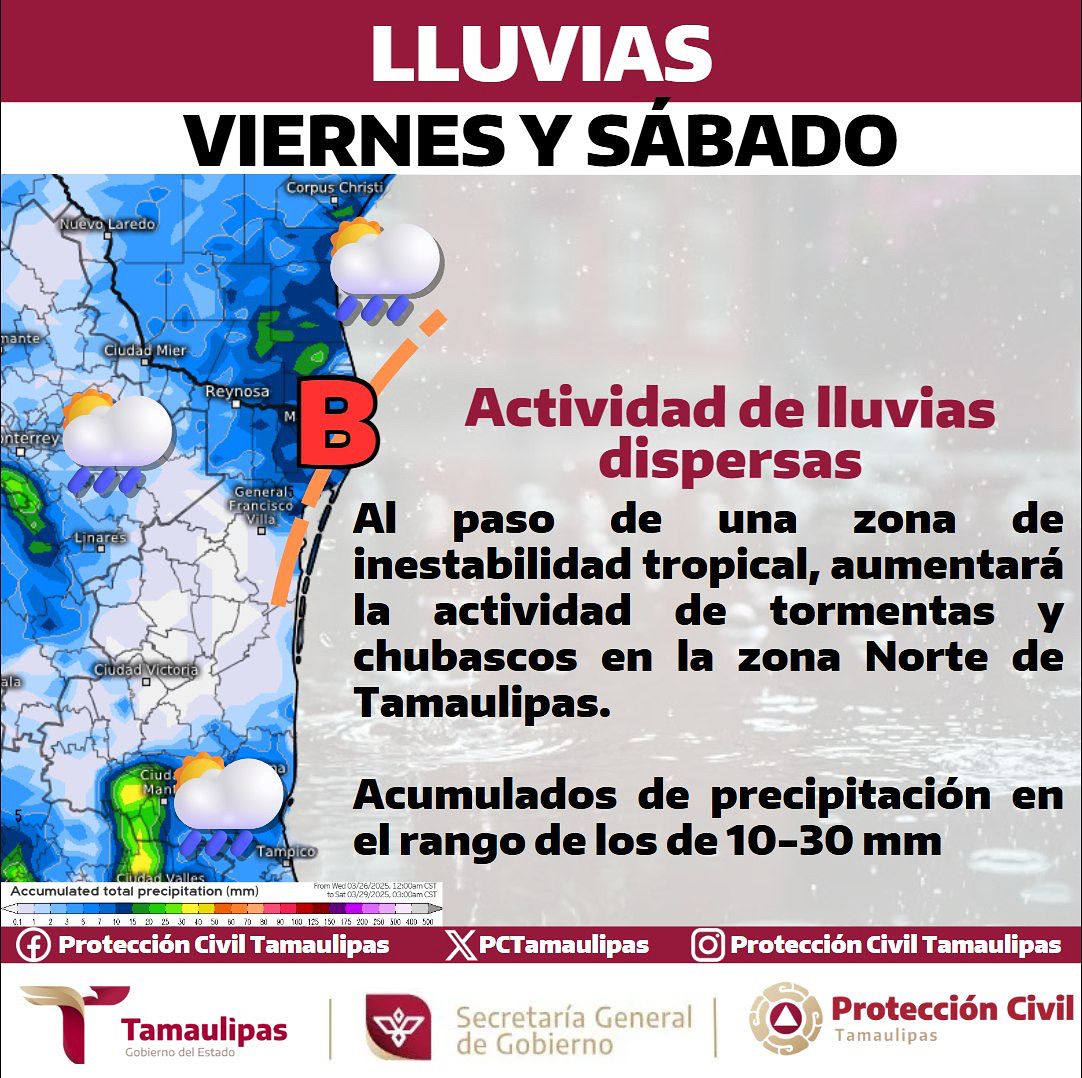 Prevén formación de huracán en el Golfo de México, se esperan lluvias en Tamaulipas