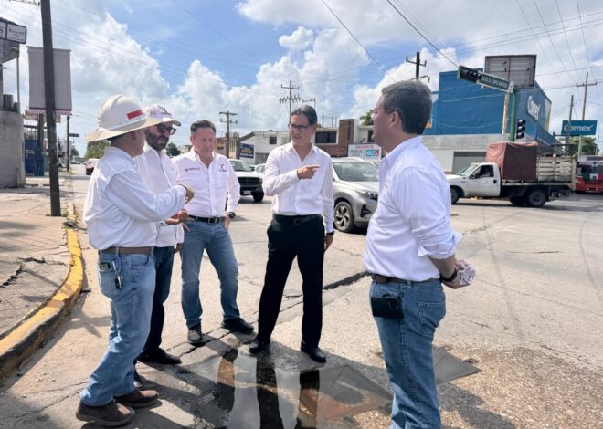 Secretario de Recursos Hidráulicos y equipo de COMAPA SUR supervisan avances en obras de drenaje sanitario en Ciudad Madero