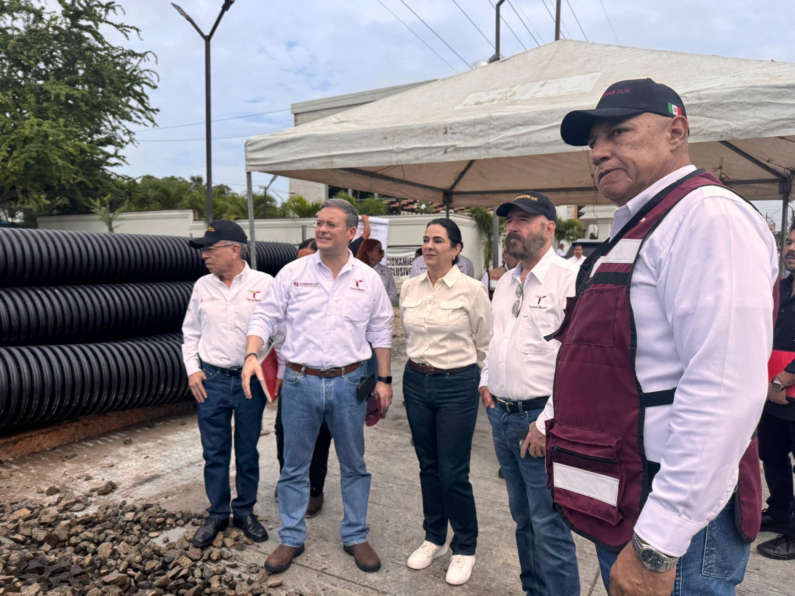 COMAPA SUR constata avances en obras hidráulicas de Tampico junto a la alcaldesa Mónica Villarreal y el secretario Raúl Quiroga