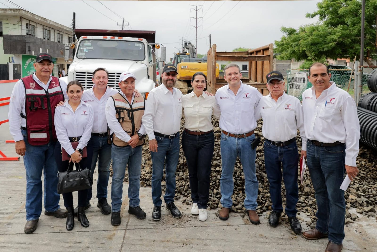 Mónica Villarreal Anaya y autoridades estatales recorren obras prioritarias de infraestructura hidráulica en Tampico