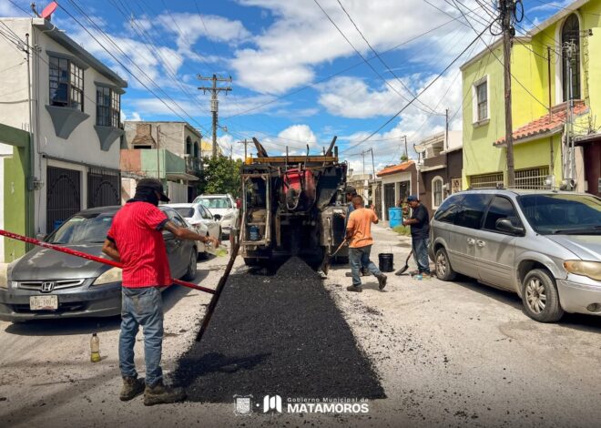 Obras de mejoramiento vial en colonias como Magisterial CBTIS y Quinta Real impulsan el renacimiento de Matamoros