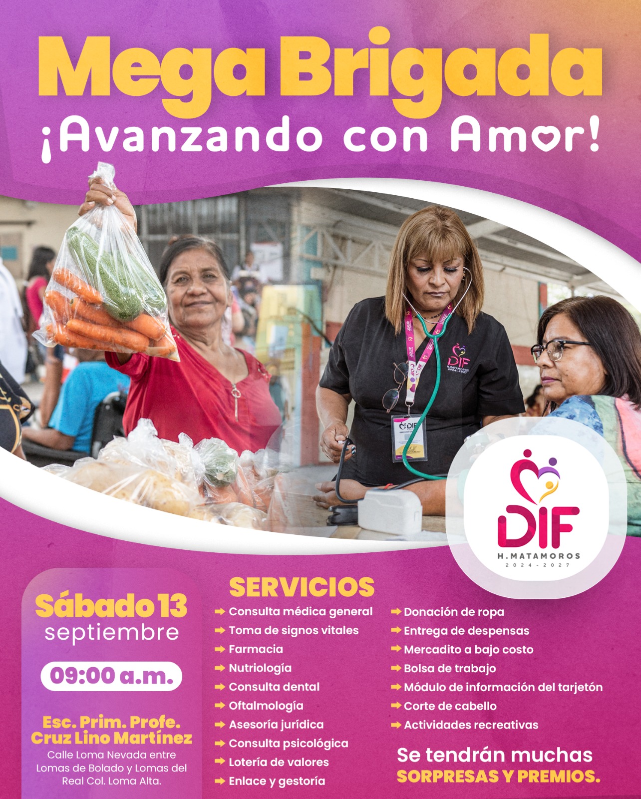 Invita DIF Matamoros a beneficiarse con la Mega Brigada “Avanzando con Amor” en la Brigada Loma Alta