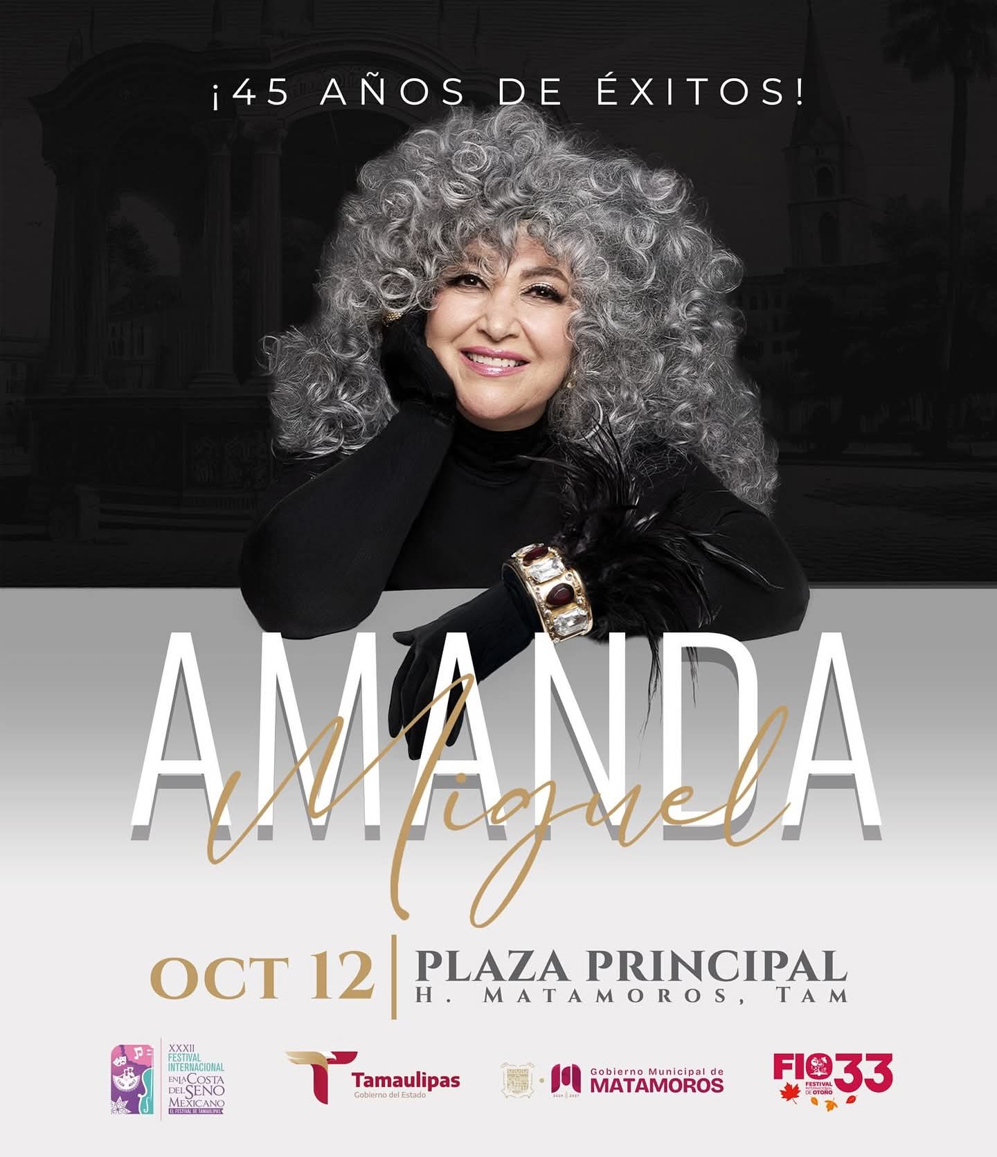 Gobierno de Beto Granados invita a los matamorenses a disfrutar de la presentación de Amanda Miguel en la plaza principal