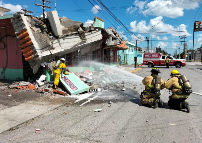 Protección Civil de Matamoros previene tragedia tras colapso de marquesina