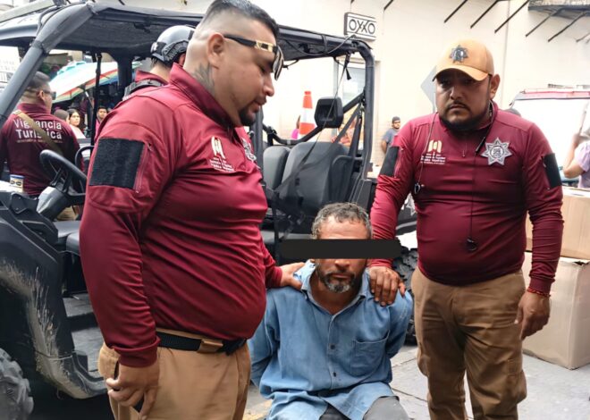 Seguridad Turística detiene a responsable por daños a comercio en la Zona Centro de Matamoros
