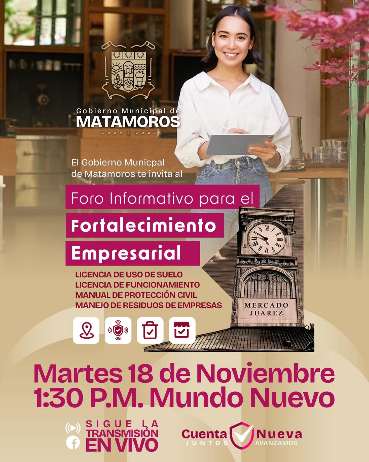 Gobierno Municipal de Matamoros convoca a Foro Informativo para el Fortalecimiento Empresarial