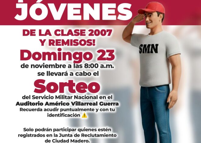 Será el Domingo 23 de noviembre la fecha para conscriptos clase 2007 al sorteo Militar