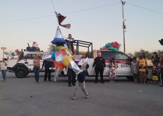 Personal de la Guardia Estatal alegra a niñez de Nuevo Laredo con posadas