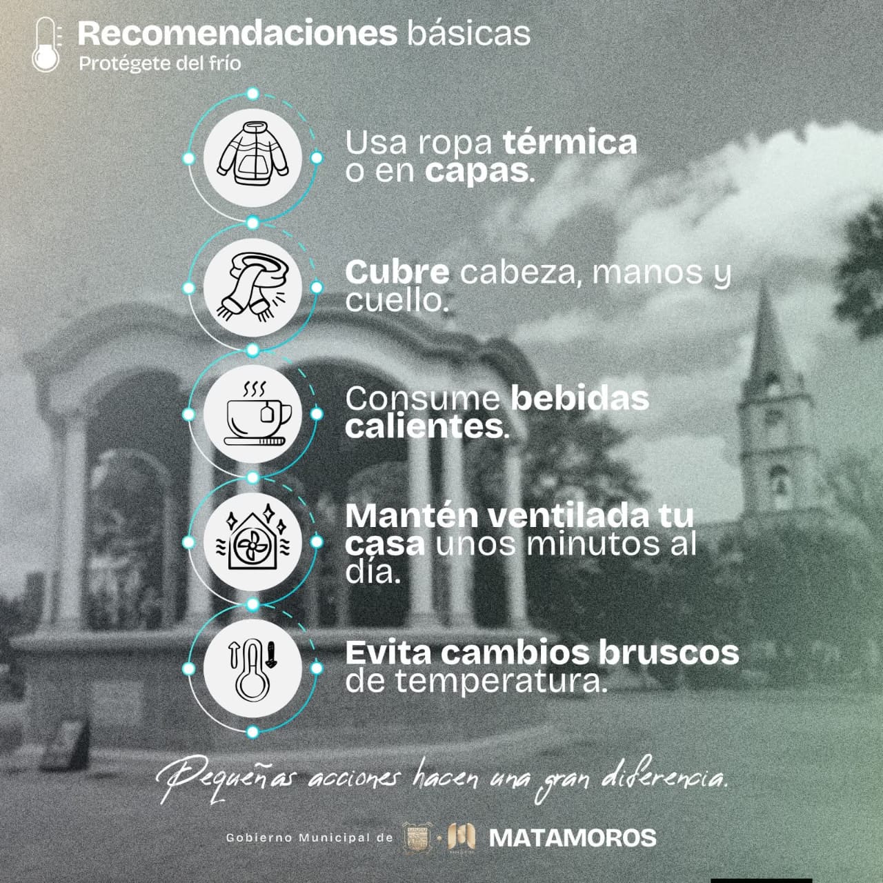 Gobierno de Beto Granados exhorta a extremar precauciones ante frente frío