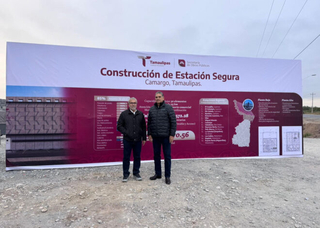 Supervisan secretarios de Seguridad y Obras Públicas construcción de Estaciones Seguras en la frontera