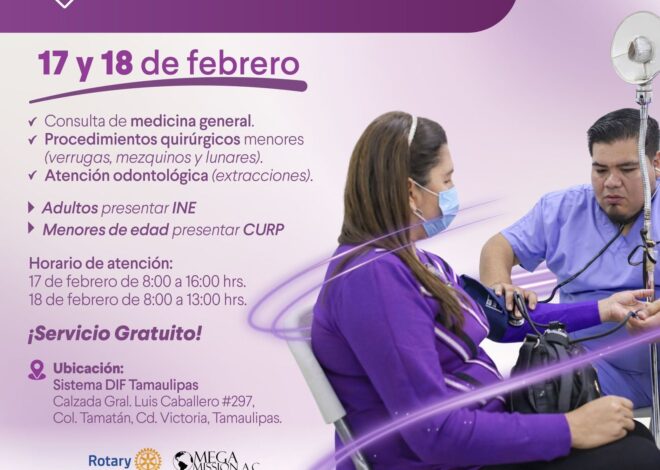 Invita DIF Tamaulipas a la jornada médica “Megamissions” para las familias de Victoria