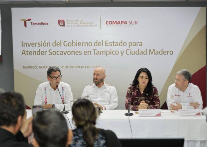 Destina Gobierno de Tamaulipas 105 millones de pesos para atender problemática de socavones en Tampico y Ciudad Madero