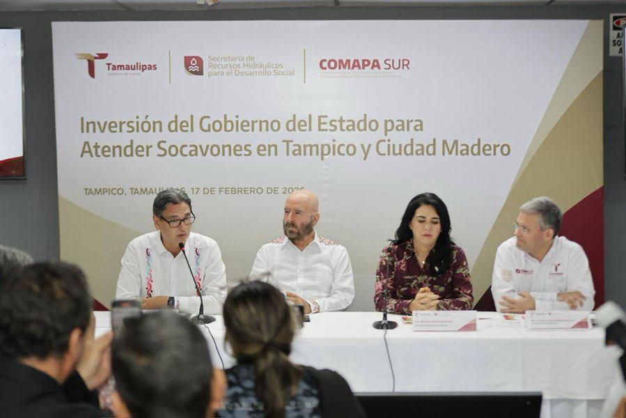 Destina Gobierno de Tamaulipas 105 millones de pesos para atender problemática de socavones en Tampico y Ciudad Madero