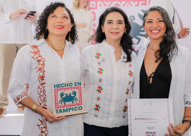 Monica Villarreal entrega Distintivos “Hecho en Tampico” a 70 empresarios locales.