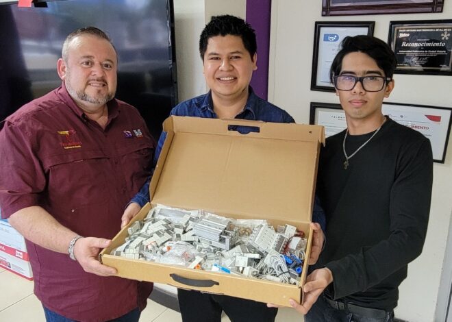 Contribuyen egresados de la UPV a la formación técnica mediante donación de material electroneumático