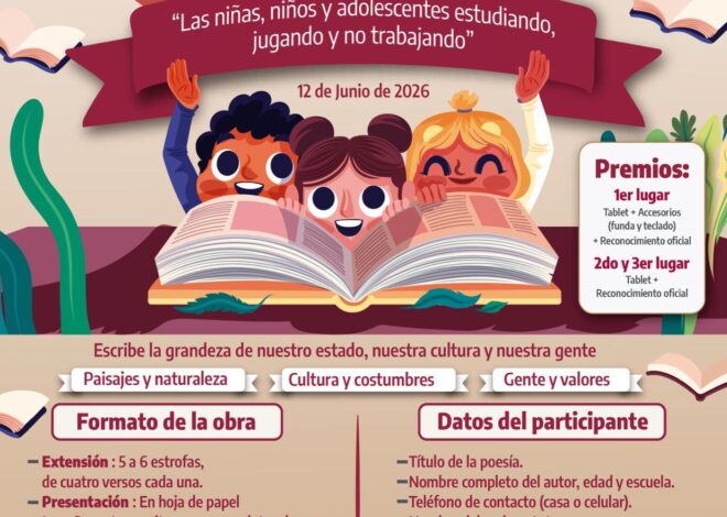 Prepara STPS concurso estatal de poesía para impulsar talento juvenil y prevención del trabajo infantil