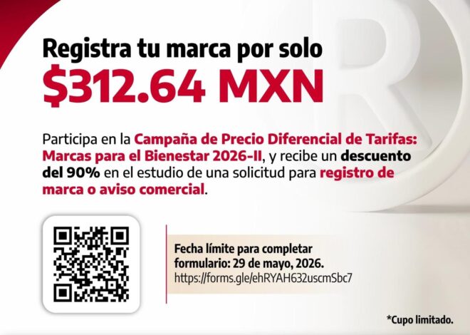 Invita Secretaría de Economía a registrar marcas con 90% de descuento