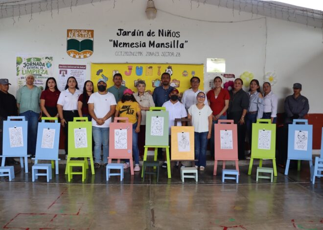 Adolescentes en conflicto con la Ley Penal elaboran y donan mobiliario de creación artística a Jardín de Niños de Güémez